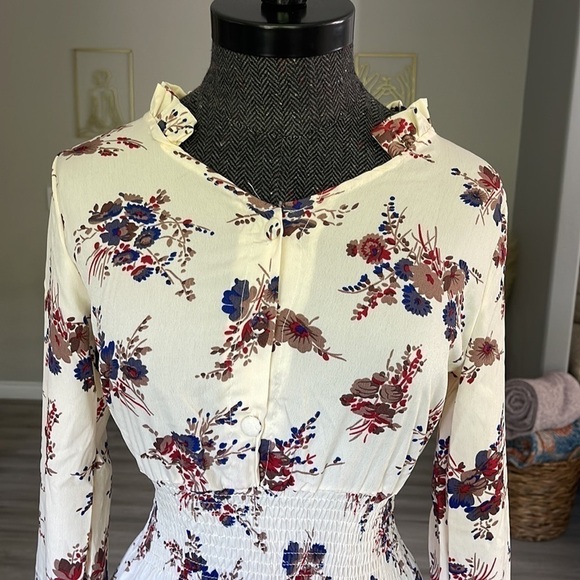 Floral Long Sleeve Dress A Line Size Small - Picture 5 of 11